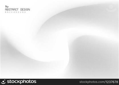 Abstract gradient white and gray swirl background with decorative black halftone design artwork. Decorate for ad, poster, template design, print. illustration vector eps10