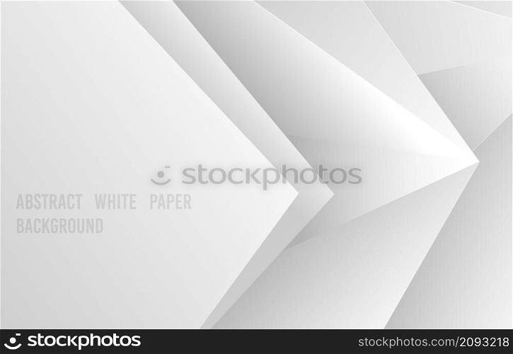 Abstract gradient white and gray template style of paper cut. Overlapping design of triangles shape pattern background. Illustration vector