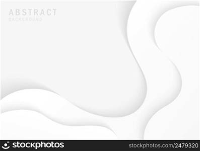Abstract gradient white fluid template design decorative artwork. Overlapping of minimal style wavy background. Illustration vector