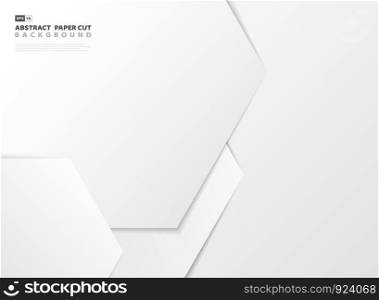 Abstract gradient white hexagonal pattern design paper cut background. You can use for presentation, ad, artwork, design template. vector eps10