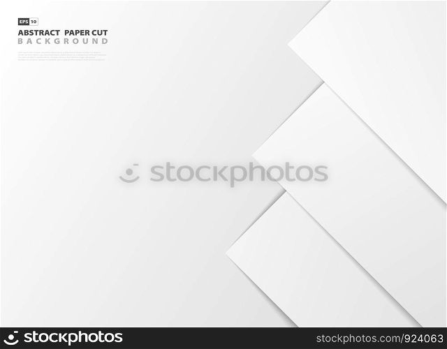Abstract gradient white paper cut style of right side pattern design background. You can use for ad, poster, presentation, artwork, cover print. illustration vector eps10