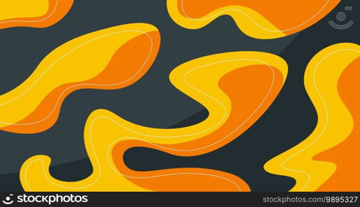 Abstract gradient yellow color fluid form of freestyle design pattern element template. Modern decorative style of minimal template with white line wavy shape. illustration vector