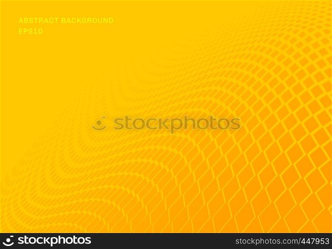 Abstract gradient yellow squares wave pattern halftone horizontal background pop art style. You can use for Design elements presentation, banner web, brochure, poster, leaflet, flyer, etc. Vector illustration