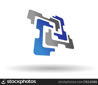 Abstract graphic symbol in blue and grey colors for business design