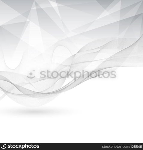 Abstract gray and white color low poly with lines waves pattern on white background. You can use for template brochure, poster. print, banner, annual report, cover, leaflet. Vector illustration