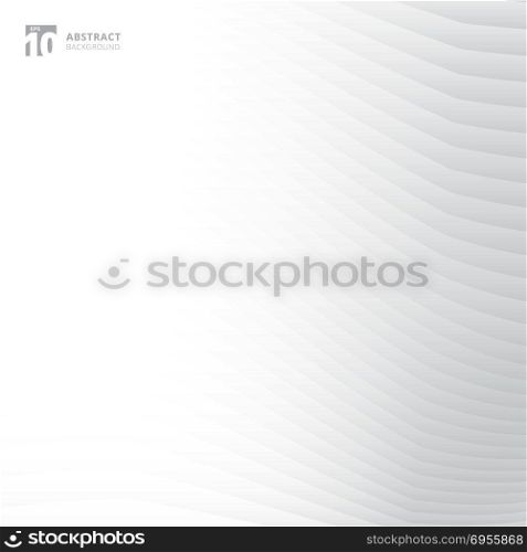 Abstract gray and white curved lines pattern on white background with copy space. Vector illustration