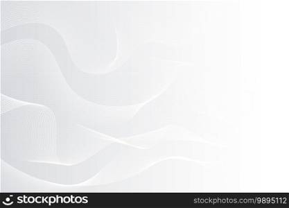 Abstract gray and white lines wavy artwork template. Overlapping movement on halftone dots pattern style background. illustration vector