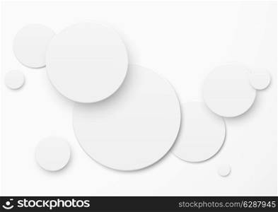 Abstract gray background with white paper circles