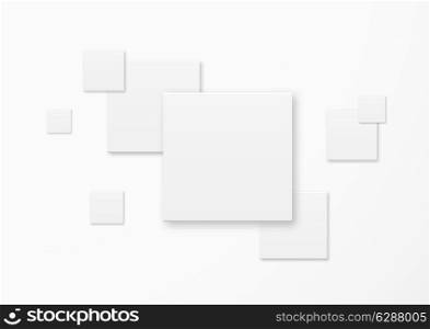 Abstract gray background with white paper squares