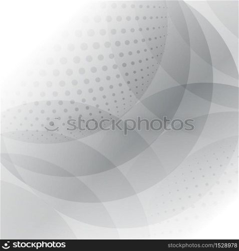 Abstract gray circles overlapping with halftone dot. You can use for ad, poster, template, business presentation. Vector illustration