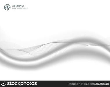 Abstract gray color line wave element with white silk satin background for design. Vector illustration. Abstract gray color line wave element with white silk satin back