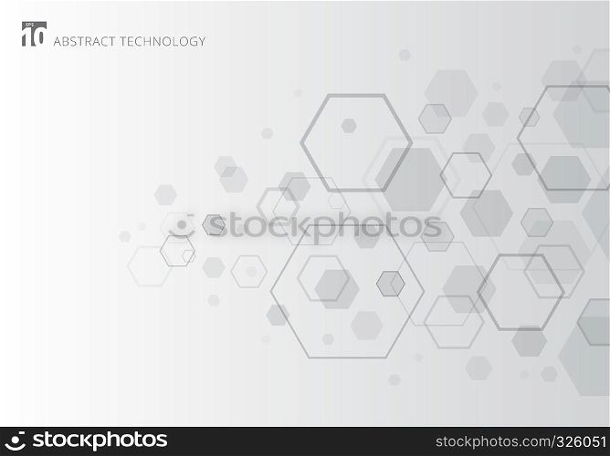 Abstract gray hexagon on white background. Geometric elements of design for modern communications, technology, digital, medicine, science concept. Vector illustration