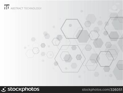 Abstract gray hexagon on white background. Geometric elements of design for modern communications, technology, digital, medicine, science concept. Vector illustration