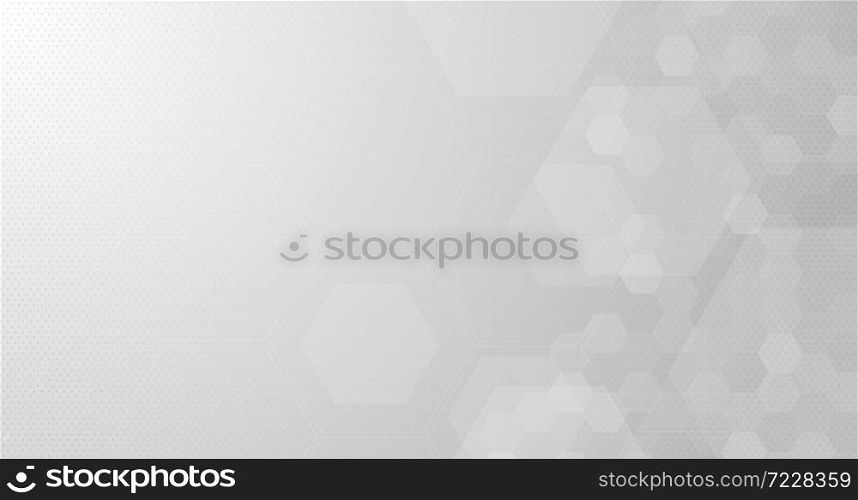 Abstract gray hexagon or digital technology background. Vector design for science, and medicine.