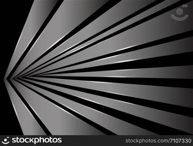 Abstract gray metal line arrow speed on black background vector illustration.