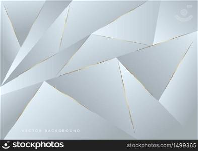Abstract gray polygon pattern with gold laser light lines on dark background luxury style. Vector illustrtion