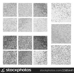 Abstract gray square pixel mosaic background set. Abstract gray mosaic set