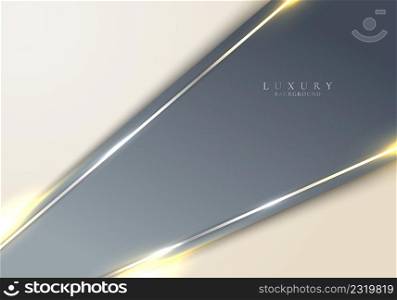Abstract gray stripes with shiny silver lines with lighting effect on cream background. Luxury style. Vector illustration