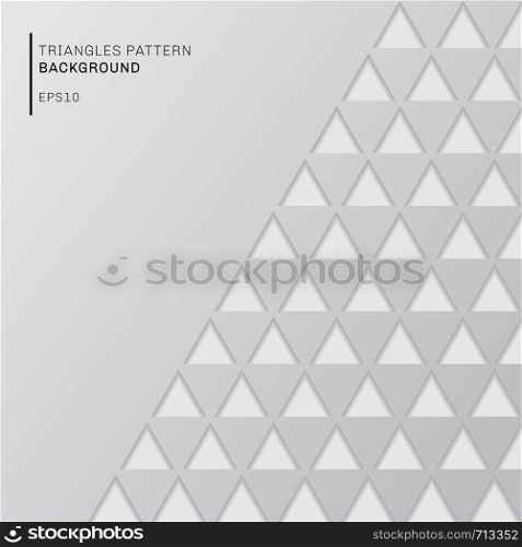Abstract gray triangles pattern on white background paper cut style with copy space. Modern geometric wallpaper. Vector illustration