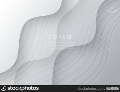 Abstract gray wavy background with lines curved. Vector illustration