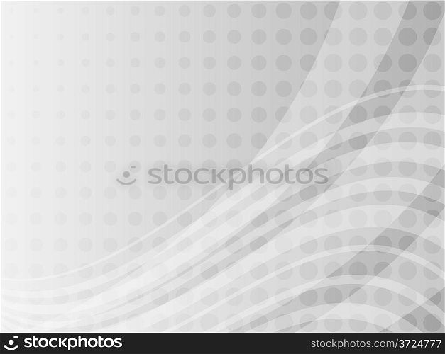 Abstract grayscale dots and curves vector background. Eps10 file.