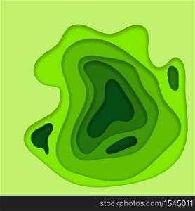 Abstract green 3D paper cut background. Abstract wave shapes. Vector format