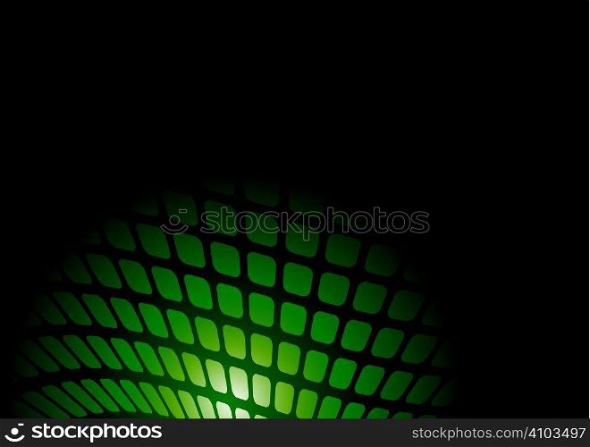 Abstract green and black background with wave pattern