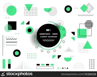 Abstract green and black memphis design of artwork element decorative background. Use for ad, poster, copy space of text. illustration vector eps10