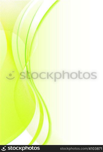 Abstract green and white background with flowing lines and copy space