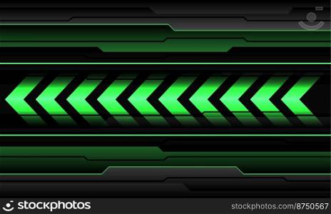 Abstract green arrow direction black metallic cyber geometric design modern futuristic technology background vector illustration.