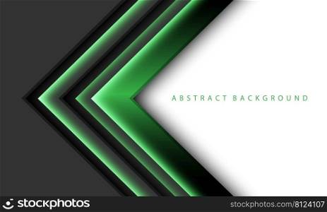 Abstract green arrow light shadow direction on dark grey metallic with white blank space design modern futuristic technology background vector 