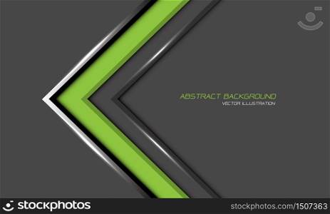 Abstract green arrow silver line direction on grey blank space with text design modern futuristic background vector illustration.