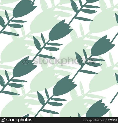 Abstract green bluebell flowers seamless pattern. Abstract floral endless wallpaper. Decorative backdrop for fabric design, textile print, wrapping paper, cover. Vector illustration. Abstract green bluebell flowers seamless pattern. Abstract floral endless wallpaper.