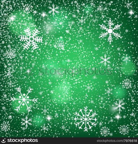 Abstract green christmas background. Christmas Snowflake on abstract background. Christmas card design. Christmas poster, t-shirt or web design with snowflake