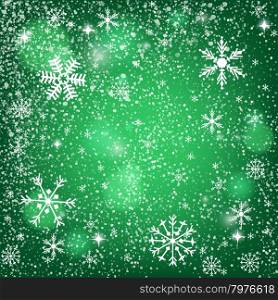 Abstract green christmas background. Christmas Snowflake on abstract background. Christmas card design. Christmas poster, t-shirt or web design with snowflake