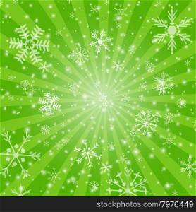 Abstract green christmas card. Christmas Snowflake on abstract background. Christmas card design. Christmas poster, t-shirt or web design with snowflake