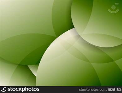 Abstract green circles layer overlapping and shadow with lighting background. Vector illustration