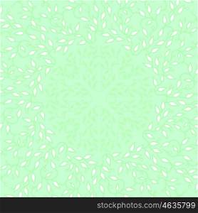 Abstract green color frame design. Circle made background with leaves. Spa concept in linear style. Vector decoration for fashion, cosmetics, beauty industry.