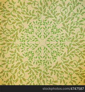 Abstract green color wooden design. Circle made texture with leaves. Spa concept natural pattern in linear style. Vector decoration for fashion, cosmetics, beauty industry