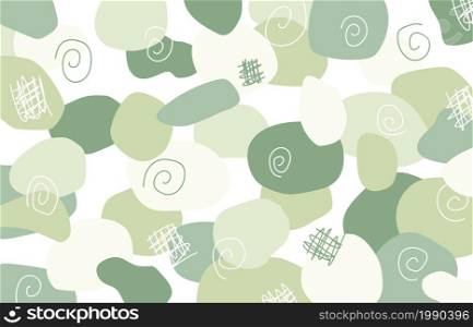 Abstract green doodle natural freestyle pattern artwork template. Overlapping for design cover background. Illustration vector
