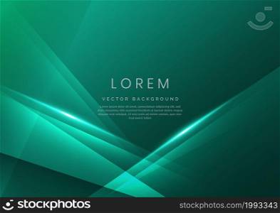 Abstract green elegant geometric overlapping background with red light effect and space for your text. technology concept. Vector illustration