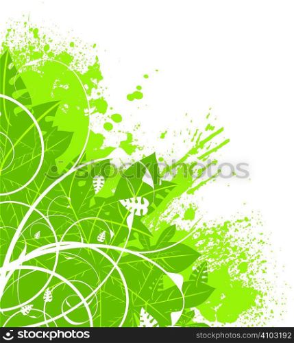 abstract green floral design ideal as a background corner