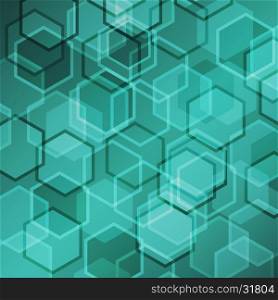 Abstract green gradient background with hexagon, stock vector