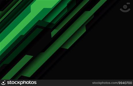 Abstract green grey cyber geometric slash on dark blank space design modern futuristic technology background vector illustration.