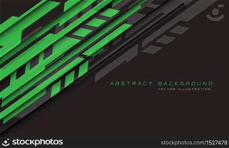 Abstract green grey geometric futuristic cyber on black design modern technology background vector illustration.