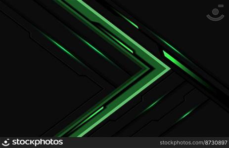 Abstract green grey metal black cyber arrow direction speed futuristic technology geometric design ultramodern background vector illustration.