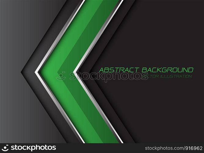 Abstract green grey silver line arrow direction with dark blank space and text design modern futuristic background vector illustration.