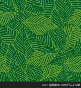 Abstract green jungle print. Exotic plant. Tropical pattern, palm leaves seamless vector floral background.. Abstract green jungle print. Exotic plant. Tropical pattern,