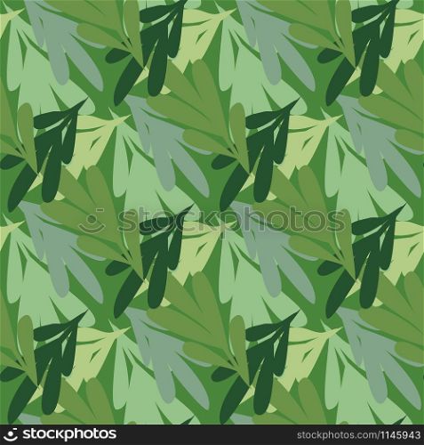 Abstract green leaf seamless pattern . Simple tropical leaves foliage wallpaper. Fabric wallpaper print texture. Modern vector illustration. Abstract green leaf seamless pattern . Simple tropical leaves foliage wallpaper.