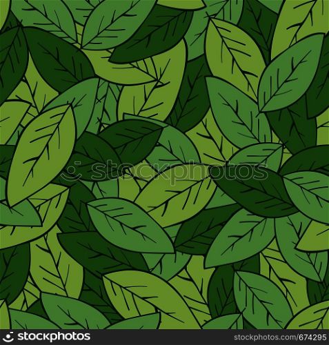 Abstract green leaves seamless pattern. Exotic plant print vector floral background. Abstract green leaves seamless pattern. Exotic plant print